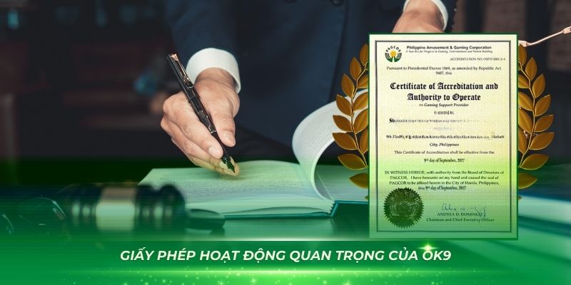 Những loại giấy phép hoạt động quan trọng của OK9